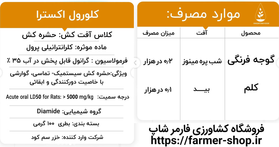 مشخصات فنی و موارد مصرف آفت کش آلتاکور (کلرانترانیلی پرول)