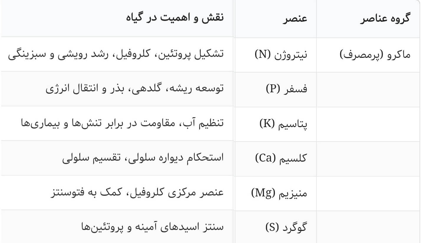 کود ماکرو و اهمیت عناصر پر مصرف در گیاهان