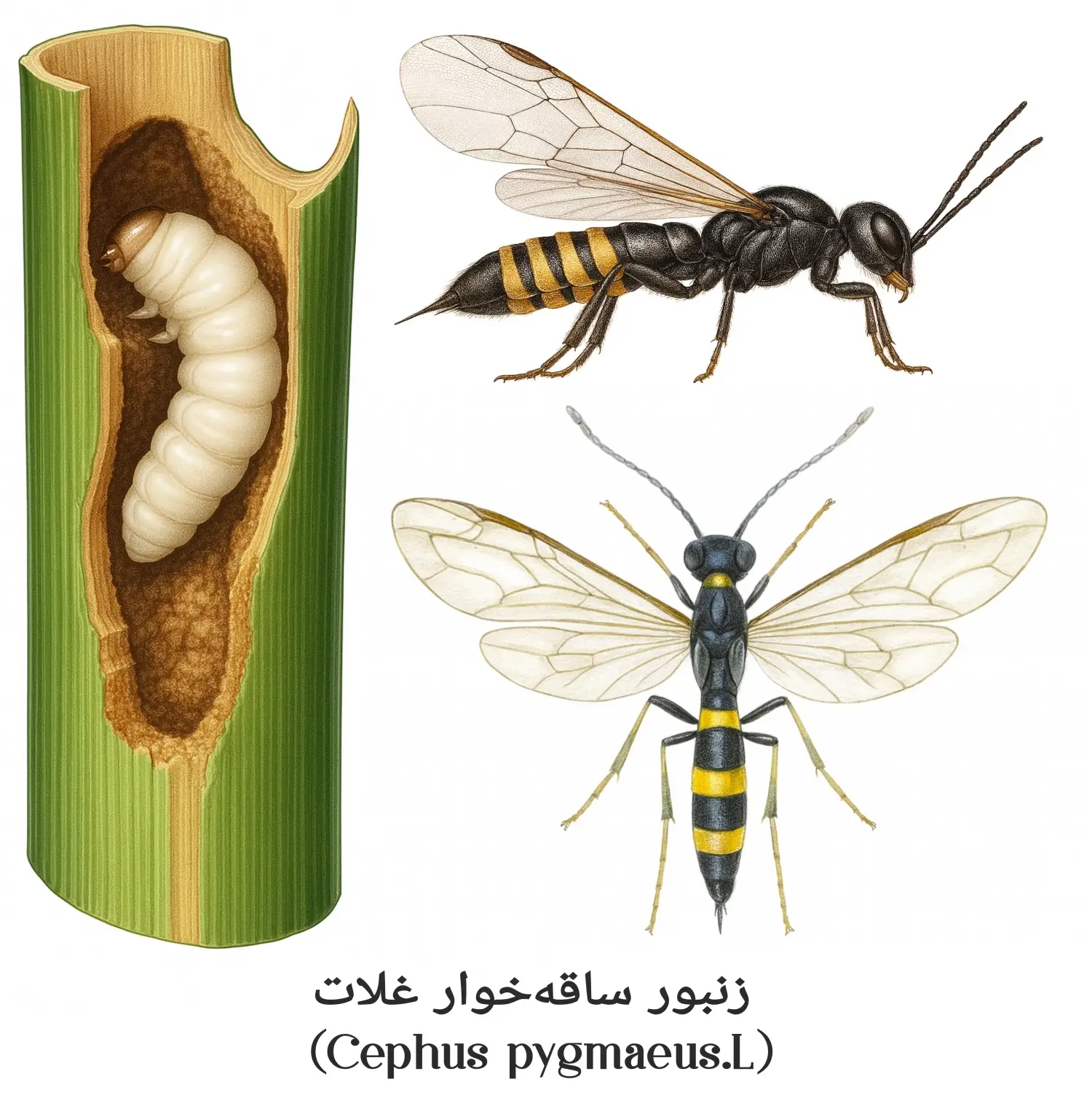 شکل شناسی زنبور ساقه خوار غلات و نحوه خسارت آن