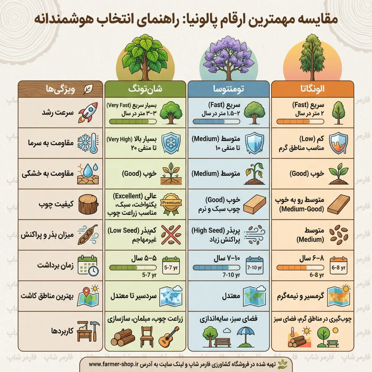 اینفوگراف مهمترین ارقام پالونیا و مقایسه کامل بین آنها