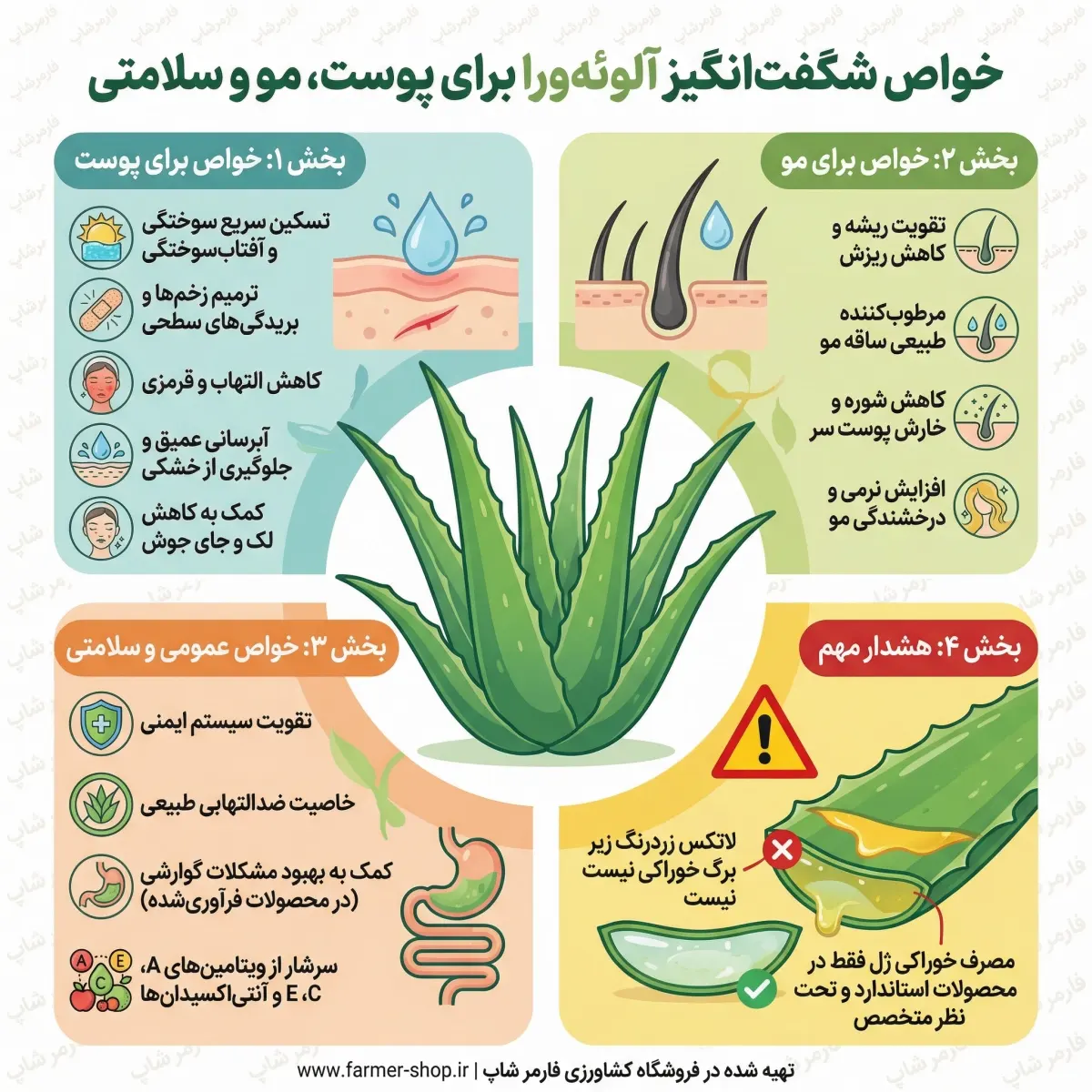 در این اینفوگراف با خواص بی نظیر گیاه آلوئه ورا آشنا میشوید